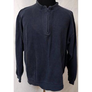 Orvis Mens XL Blue 1/4 Zip Heavyweight Long Sleeve Cotton Sweatshirt Jacket